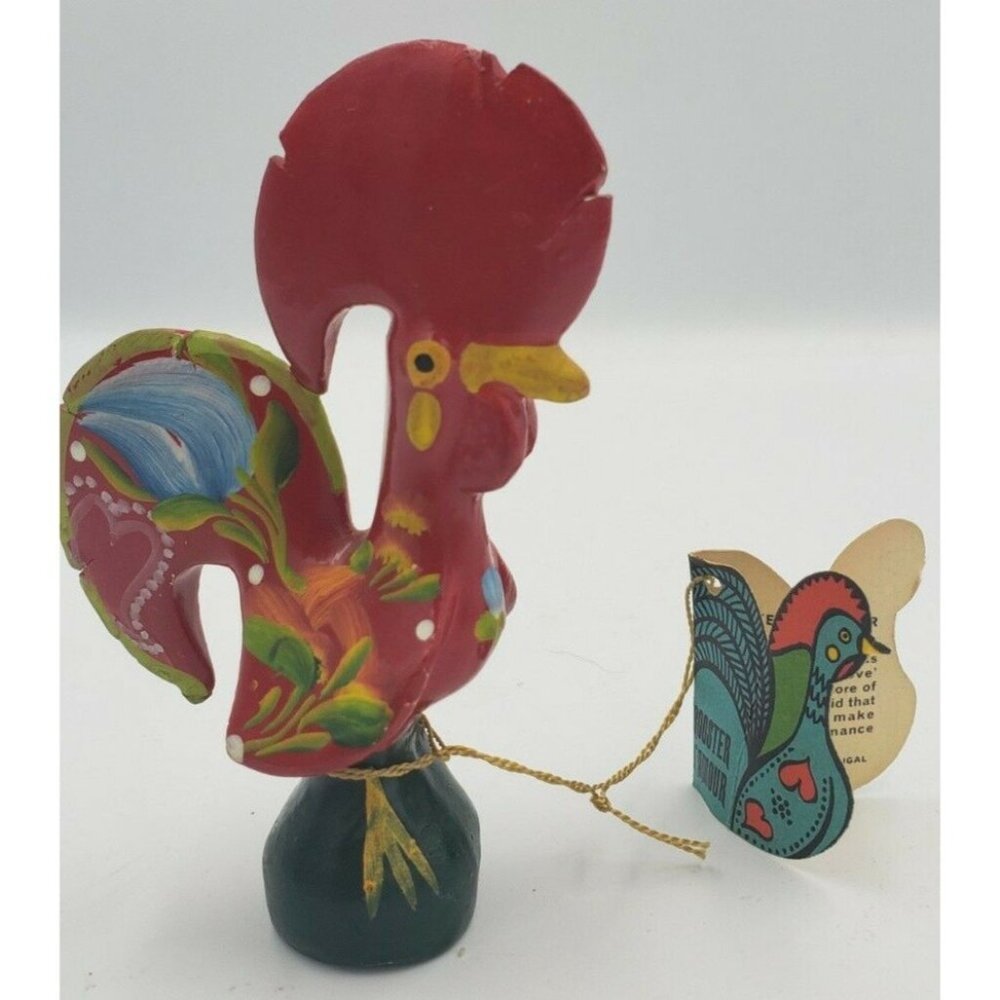 Vintage Rooster d' Armour Charm of Love Portugal Hand Painted Ceramic 4-1/2 inch